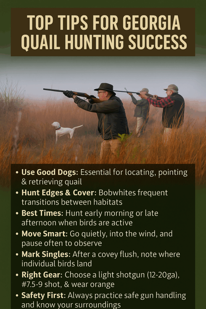 infographic showing tips for Quail hunting GA