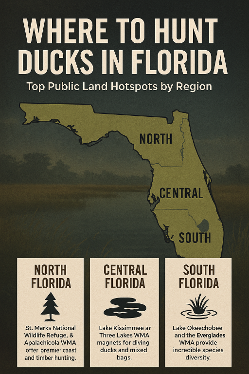 infographic showing top spots for florida duck hunting
