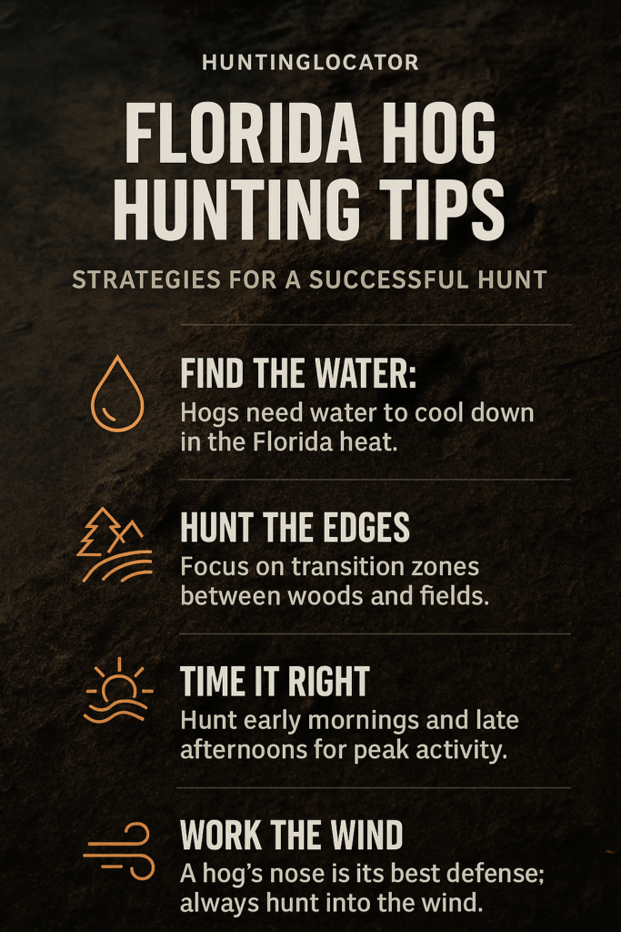 infographic showing tips for florida hog hunting