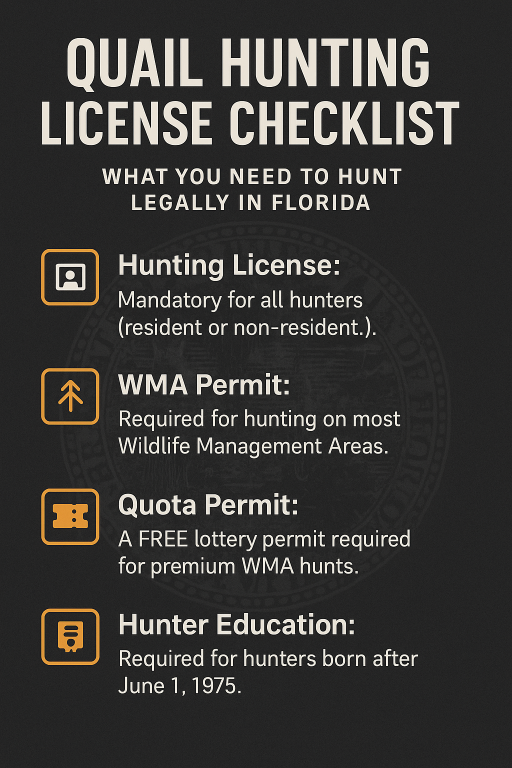 infographic with florida quail hunting license requirements