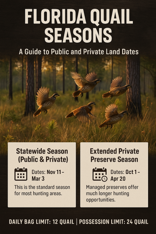 infographic showing florida quail hunting seasons