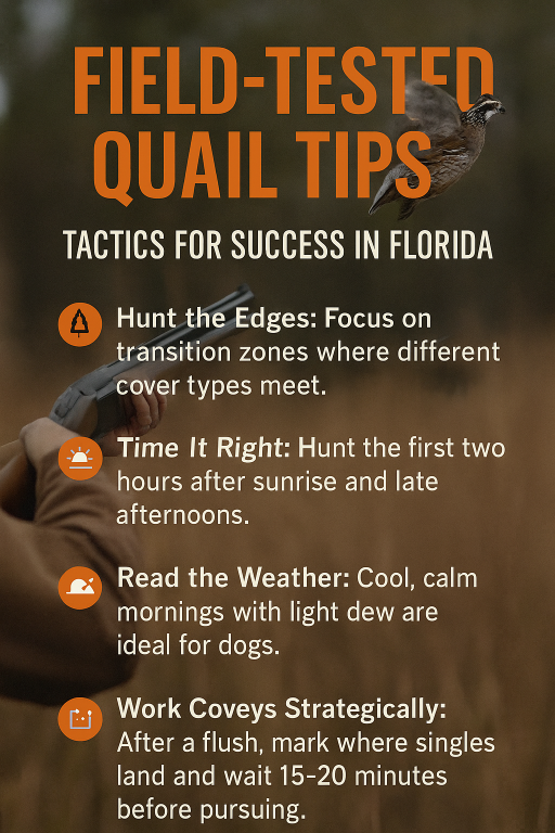 infographic showing tips for successful florida quail hunting