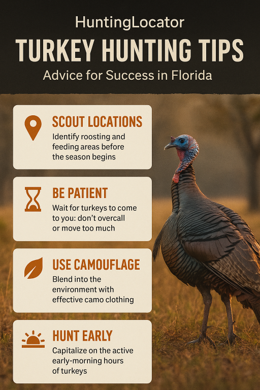infographic showing tips for florida turkey hunting success