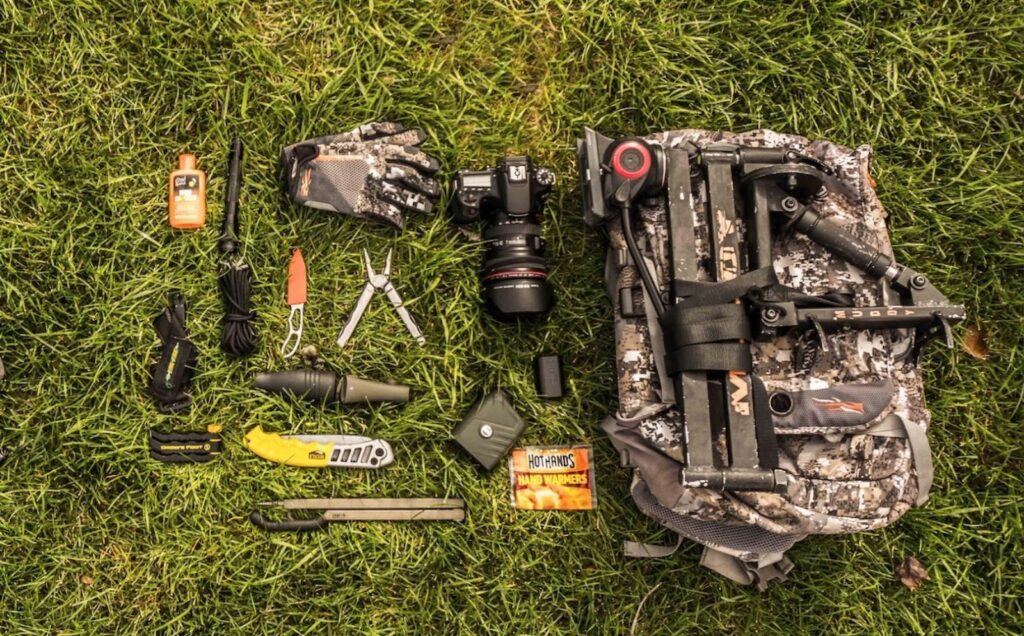 hunting gear laid out for inspection