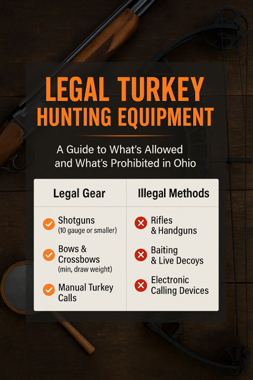 infographic showing legal ohio turkey hunting equipment