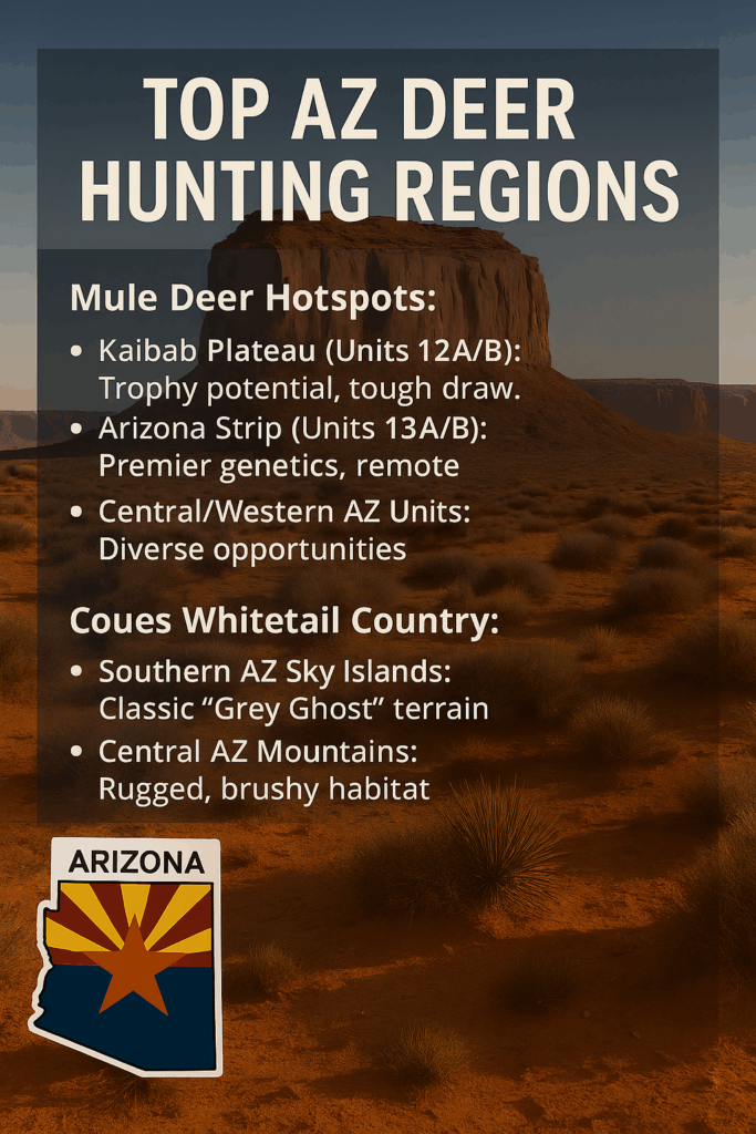 infographic with top Arizona Deer Hunting spots