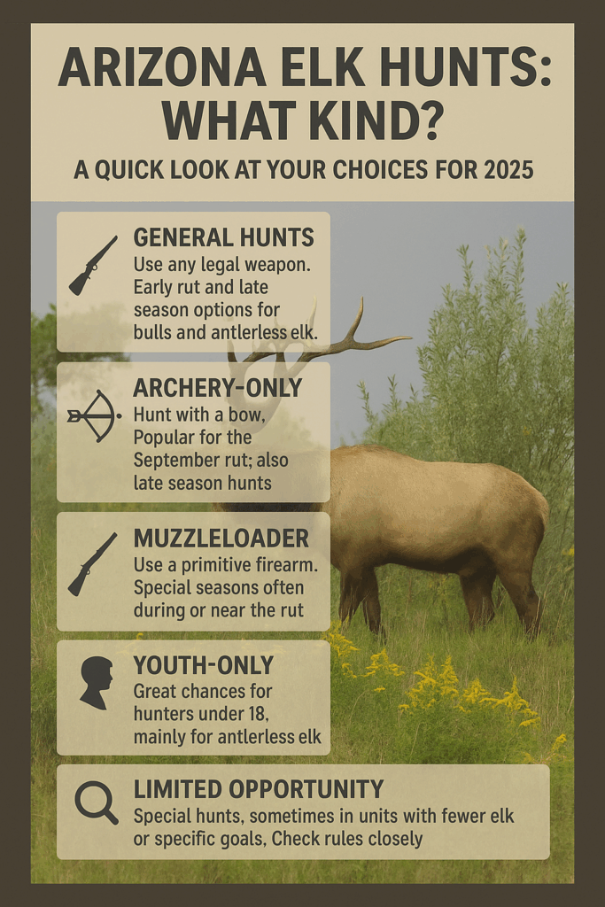 infographic showing Arizona Elk Hunting seasons and hunts