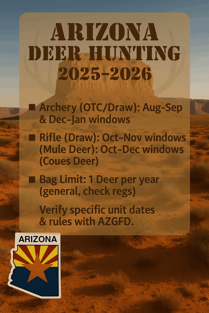 infographic with Arizona Deer Hunting Season info