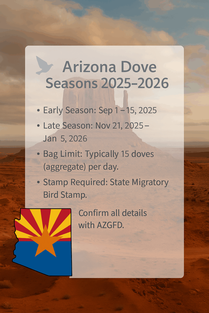 infographic with Arizona Dove Hunting Season information