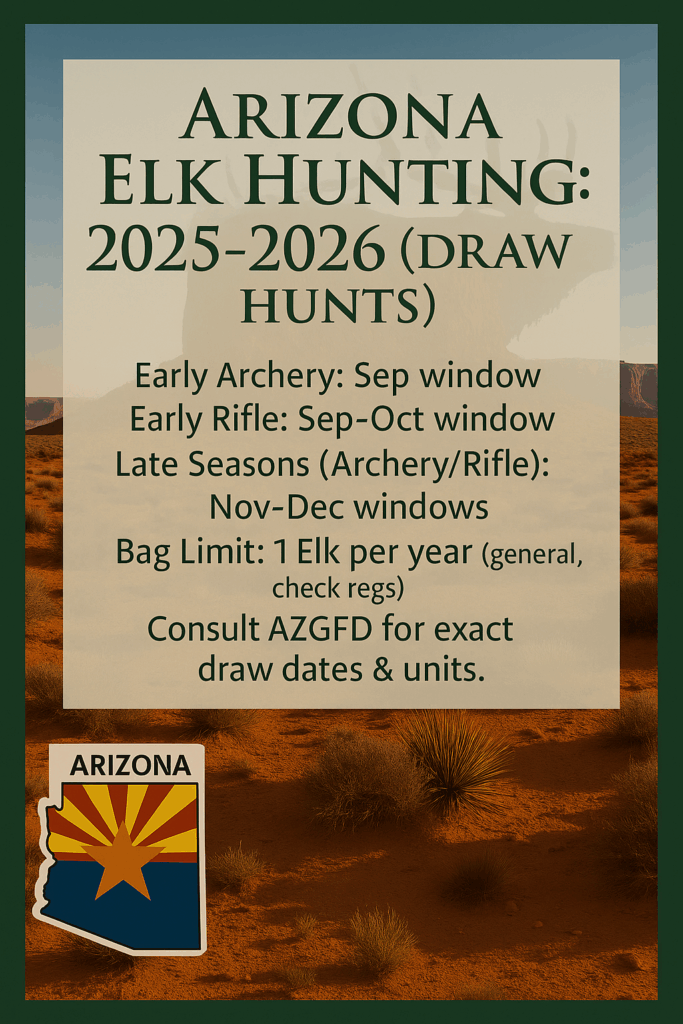 infographic with Arizona elk hunting season info