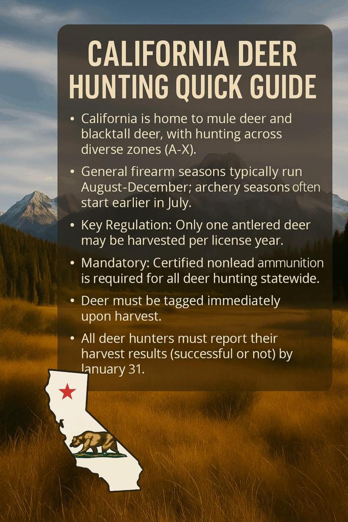 infographic showing deer hunting in California information