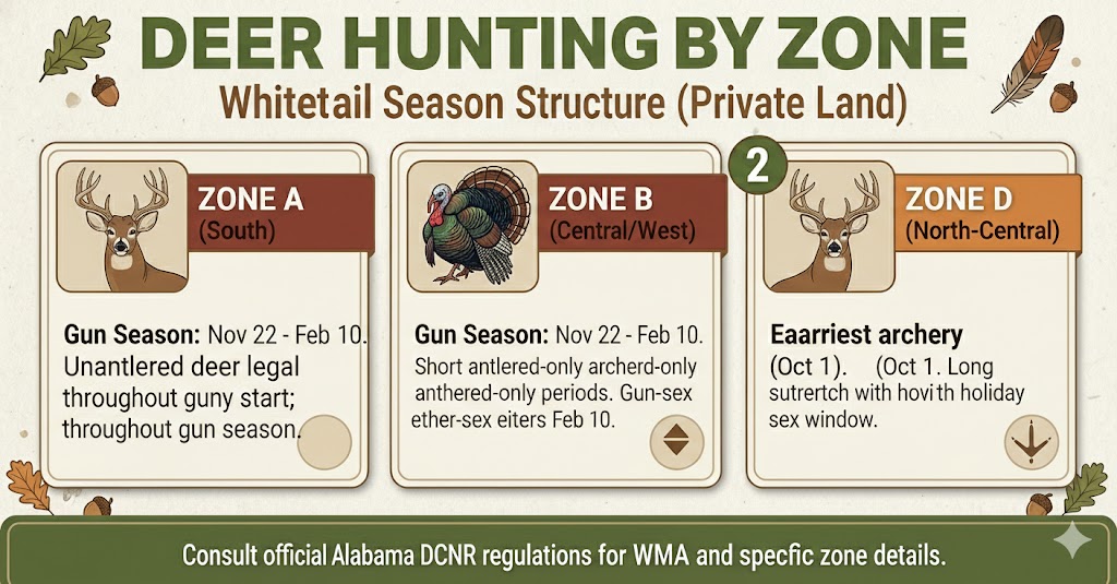 AL deer hunting deer hunting zones infographic