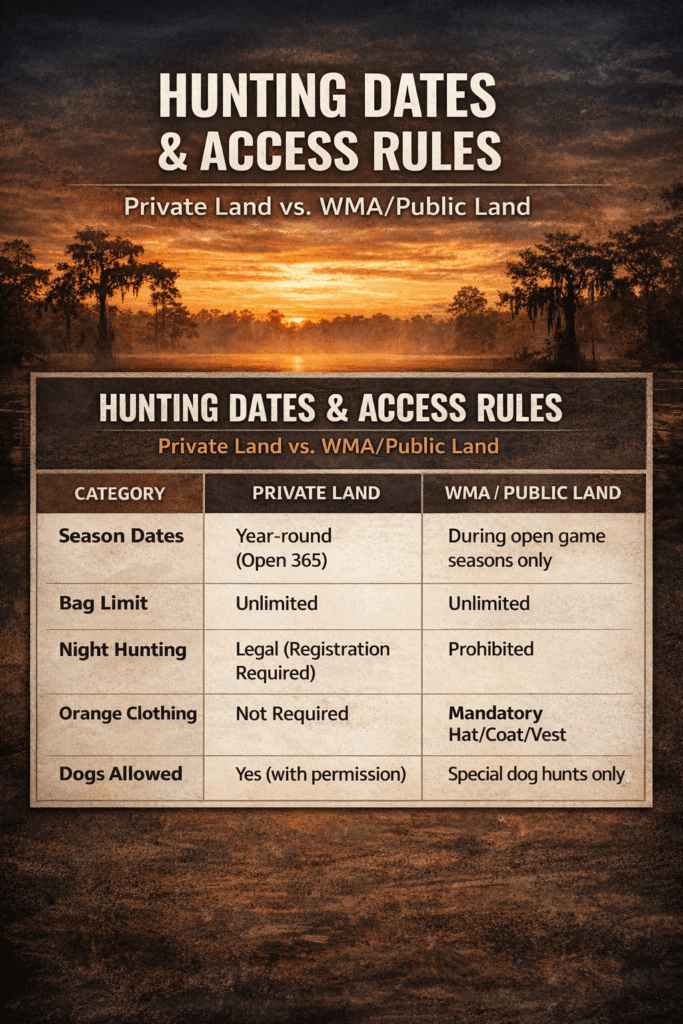 South Carolina Feral Hog hunting dates