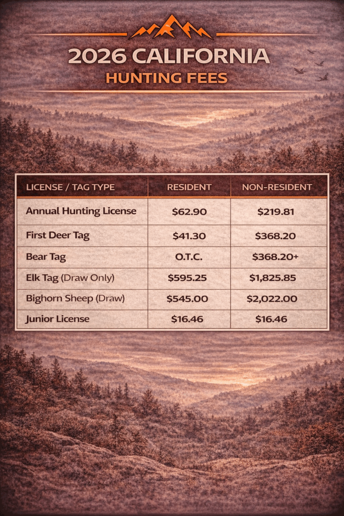 California hunting licenses
