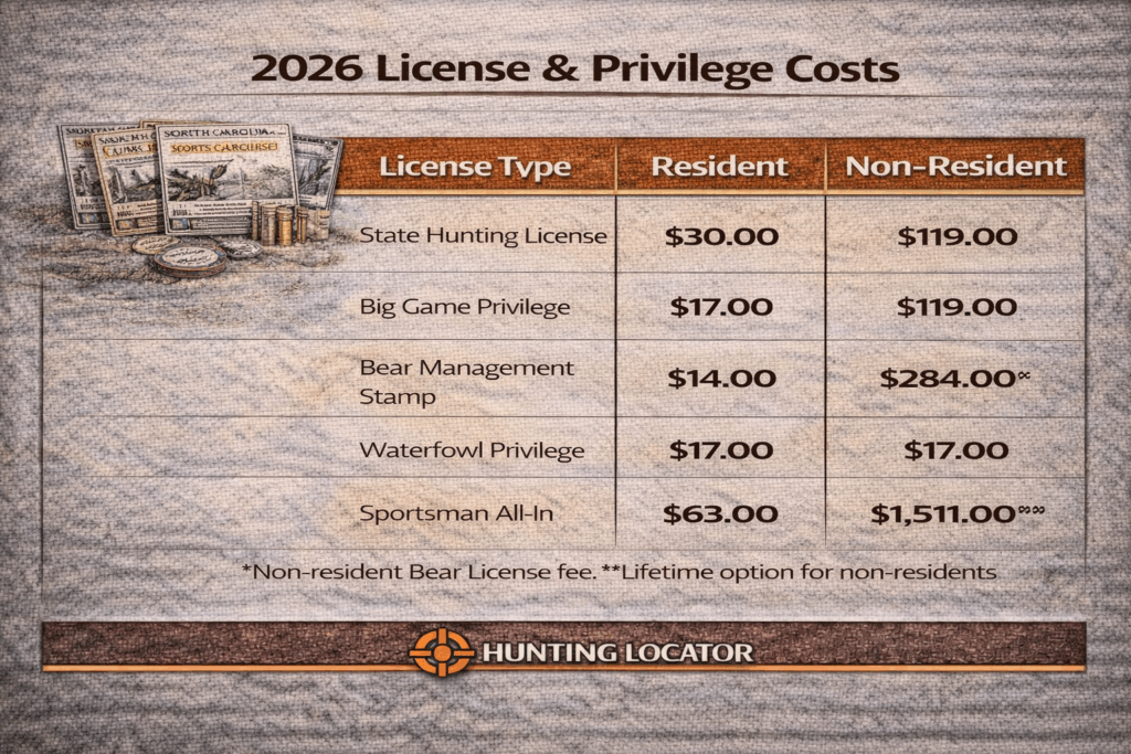 North Carolina hunting fees