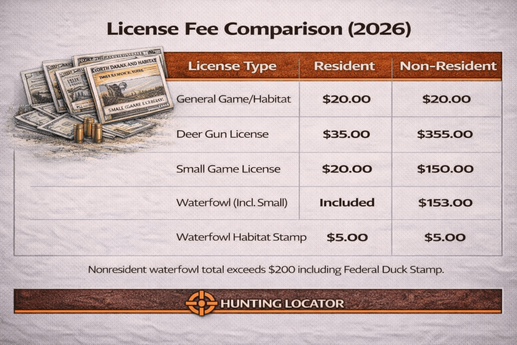 North Dakota hunting fees