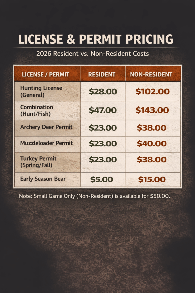 Vermont hunting fees