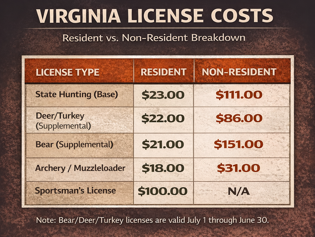 Virginia hunting fees