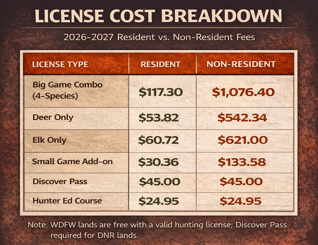 Washington hunting fees