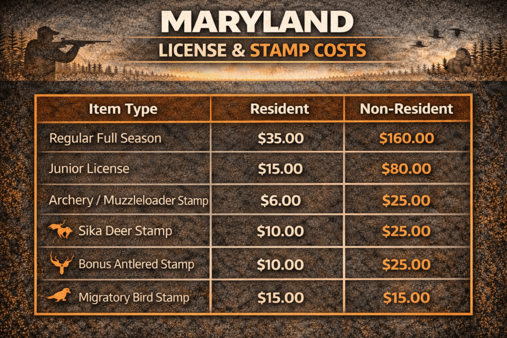 Maryland hunting fees