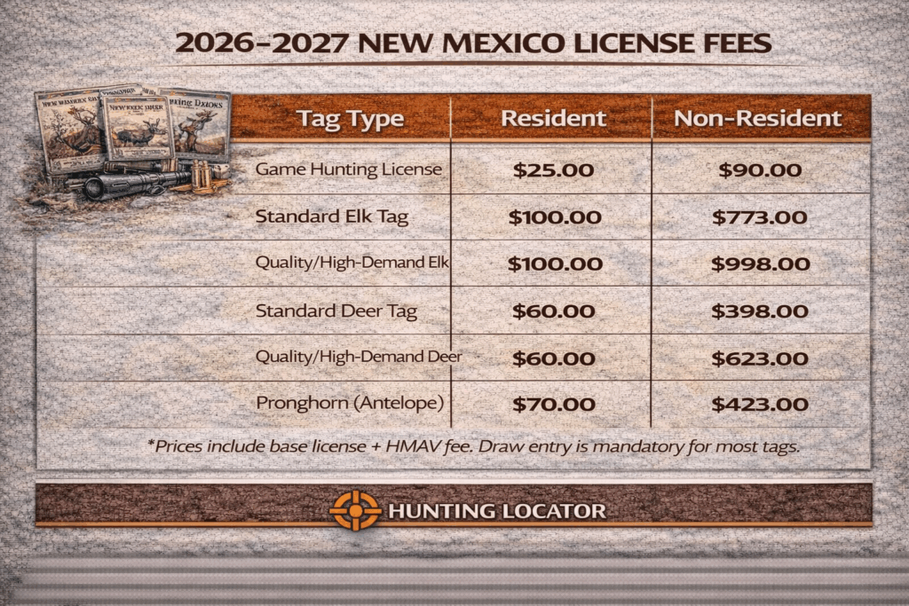 New Mexico hunting fees