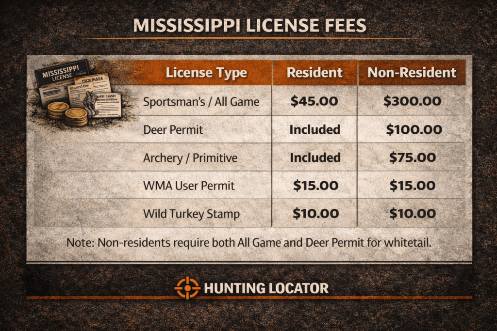 Mississippi hunting fees