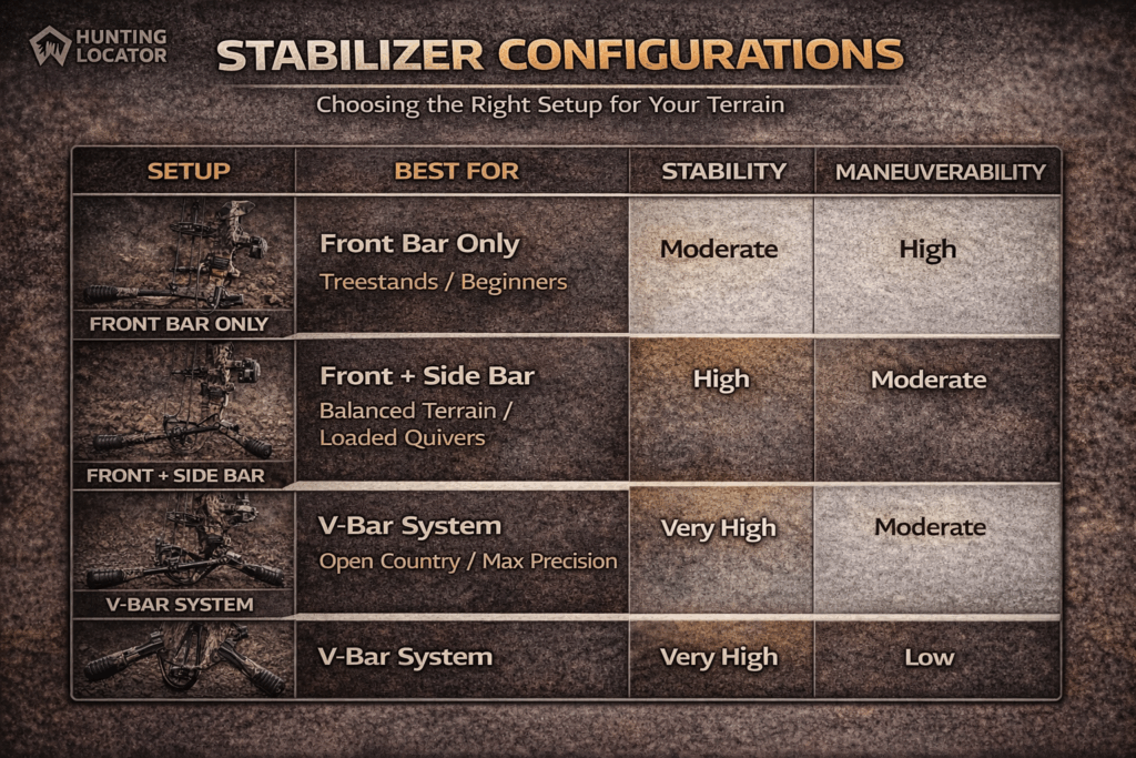 Bow stabilizers configuration