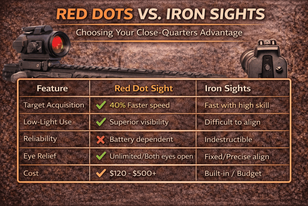 red dots vs iron sights