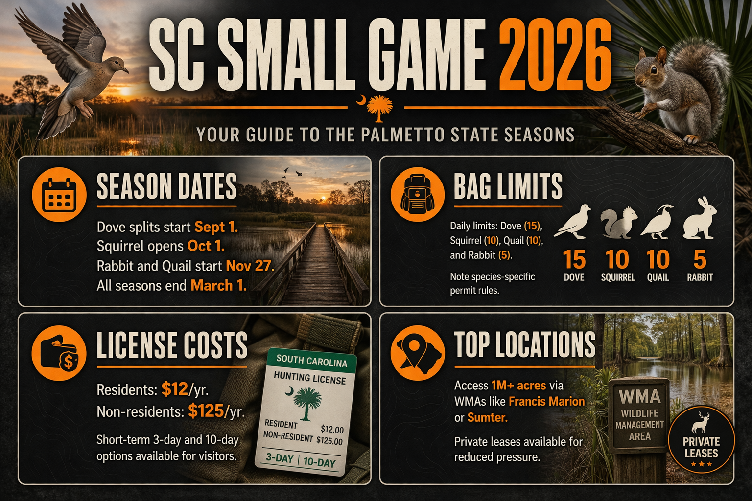 South Carolina Small Game Season Dates Limits Locations ChatGPT Image Apr 8 2026 09 53 59 AM 