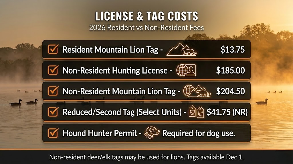 Idaho mountain lion fees