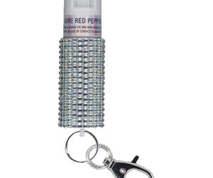 Sabre Jeweled Pepper Spray with Snap Clip Silver